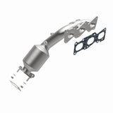 MagnaFlow direct-fit catalytic converter fits 2009-2011 Hyundai Genesis and 2013-2016 Hyundai Genesis Coupe, this and 2009-2011 Genesis 3.8L stainless steel CARB compliant 52778