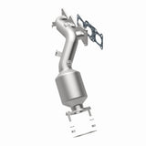 MagnaFlow direct-fit catalytic converter fits 2009-2011 Hyundai Genesis and 2013-2016 Hyundai Genesis Coupe, this and 2009-2011 Genesis 3.8L stainless steel CARB compliant 52778