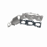 MagnaFlow direct-fit catalytic converter fits 2009-2011 Hyundai Genesis and 2013-2016 Hyundai Genesis Coupe, this and 2009-2011 Genesis 3.8L stainless steel CARB compliant 52778