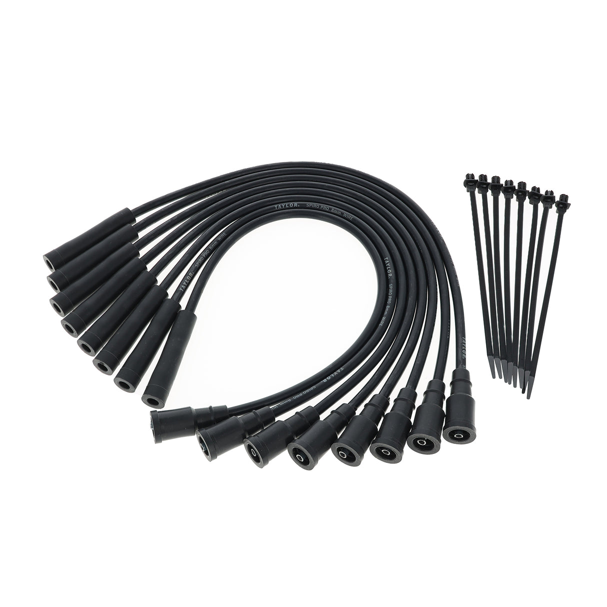 Spark Plug Wire Set Universal 8mm Silicone Spiro Pro 350 ohm/ft Black 72094