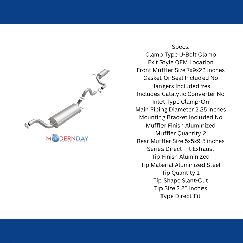Fits 2008-2010 Chrysler Town & Country Direct-Fit Replacement Exhaust 106-0024