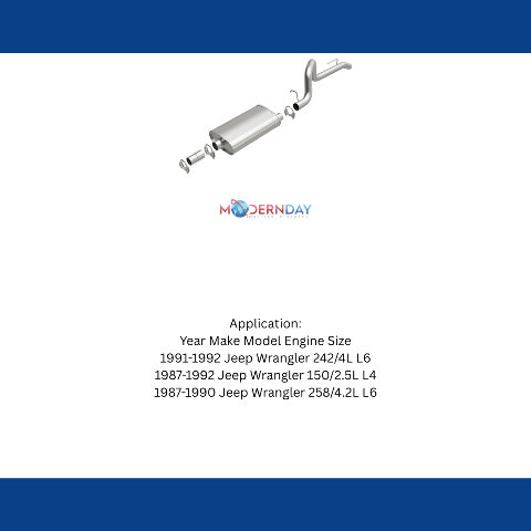 Fits 1987-1992 Jeep Wrangler Direct-Fit Replacement Exhaust System 106-0051 aluminized steel