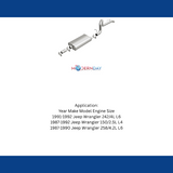 Fits 1987-1992 Jeep Wrangler Direct-Fit Replacement Exhaust System 106-0051 aluminized steel