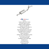 Fits 1987-1992 Jeep Wrangler Direct-Fit Replacement Exhaust System 106-0051 aluminized steel