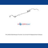 Fits 2003-2004 Nissan Frontier 3.3L Direct-Fit Replacement Exhaust 106-0321 aluminized steel
