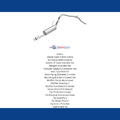 Fits 1989-1991 Toyota 4Runner 3.0L Direct-Fit Replacement Exhaust 106-0397 aluminized steel