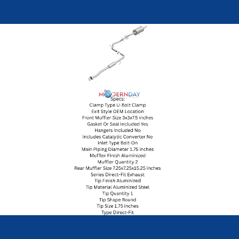 Fits 2003-2007 Honda Accord 2.4L Direct-Fit Replacement Exhaust System 106-0585