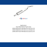 Fits 2002-2007 Buick Rendezvous Direct-Fit Replacement Exhaust System 106-0679 aluminized steel