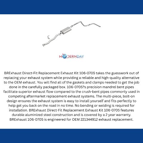 Fits 1980-1986 GMC C1500 Direct-Fit Replacement Exhaust System 106-0705 aluminized steel