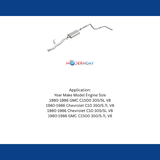 Fits 1980-1986 GMC C1500 Direct-Fit Replacement Exhaust System 106-0705 aluminized steel