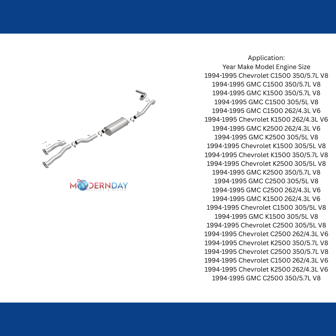 Fits 1994-1995 Chevy C1500 Direct-Fit Replacement Exhaust System 106-0710 steel