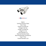 MagnaFlow exhaust pipe 2.25 inch inlet 2.5 inch outlet stainless steel 10758