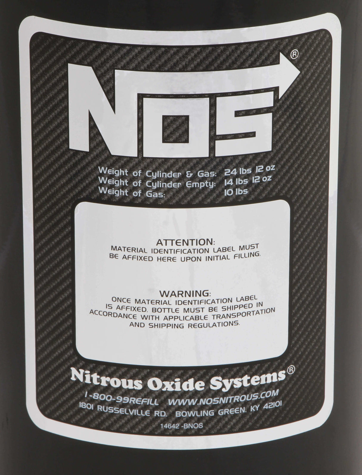 t 10lb NOS Bottle Carbon Fiber Hydro Dipped W/ Super Hi-Flow Valve 14745BNOS NOS