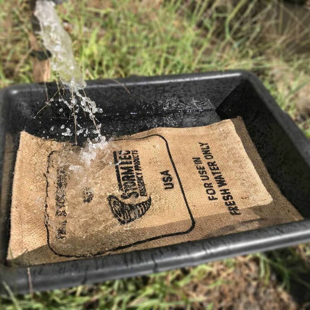 StormBag water activated flood barrier sandless sandbag 10 pack 23 x 13 inch expands to 33 lb made in USA SB010