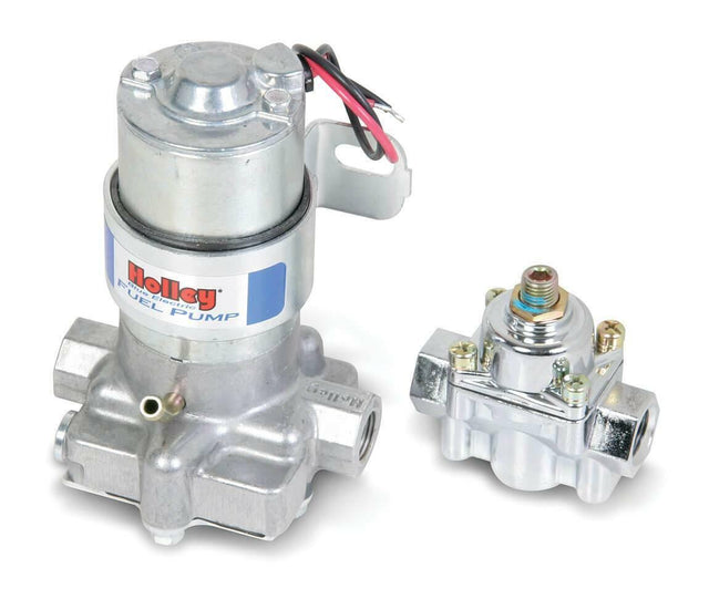 Holley 110 GPH Blue® Electric Fuel Pump With Regulator - 712-802-1 black polished aluminum
