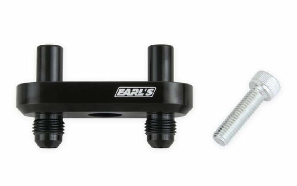 Earl's Oil Cooler Transmission Adapter - 1128ERL AN fitting black aluminum