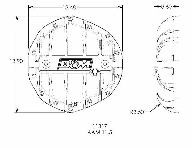 Hi-Tek Aluminum Differential Cover for AAM 11.5 - Black aluminum black anodized