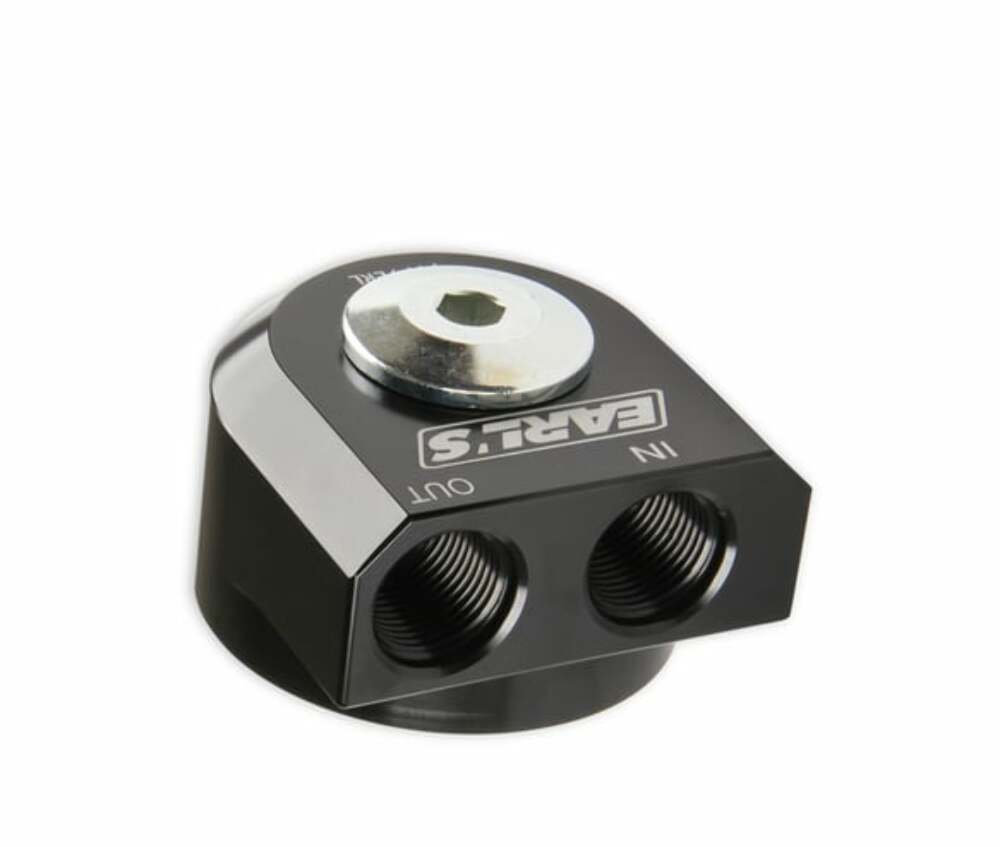 Remote Oil Filter Adapter - 1179ERL AN fitting black aluminum