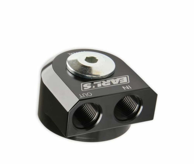 Remote Oil Filter Adapter - 1179ERL AN fitting black aluminum