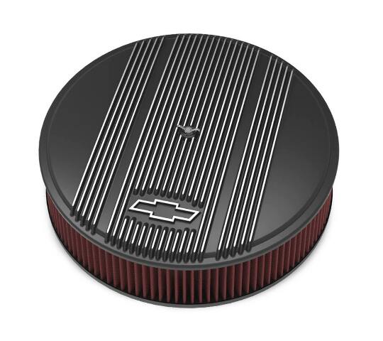Holley Vintage Series GM Licensed Air Cleaner - Satin Black Machined - 120-172
