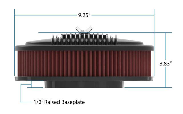 Holley Vintage Series Oval Air Cleaner - Satin Black Machined - 120-402