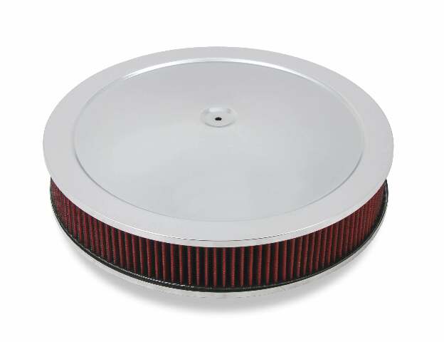 Holley 4150 Drop Base Air Cleaner Chrome w/3 Red Washable Gauze Filter - 120-4130