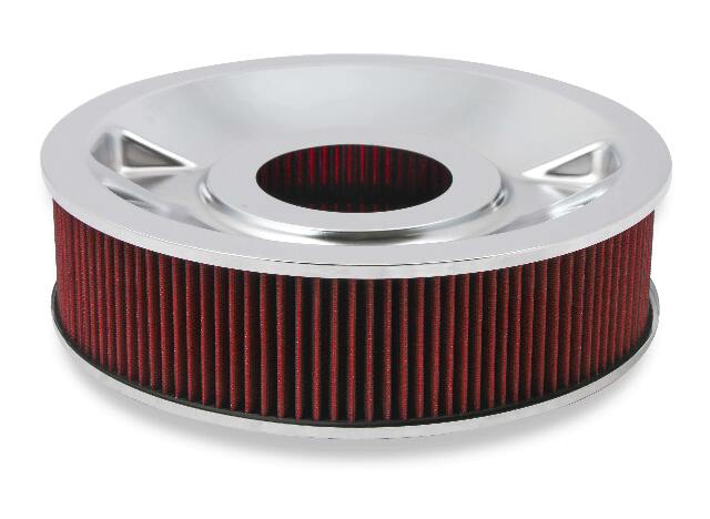 Holley 4150 Drop Base Air Cleaner Chrome w/4 Red Washable Gauze Filter - 120-4140