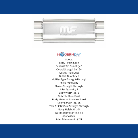 MagnaFlow performance muffler 2.5 inch inlet/outlet stainless steel 12468