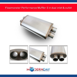 Flowmonster Performance Muffler 3 in dual inlet & outlet 12599-FM 409 Stainless