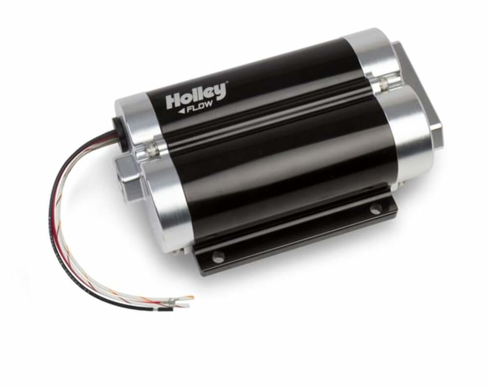 Holley 130 GPH Dominator In-Line Billet Fuel Pump (Dual Inlet) 12-1200-2 black aluminum