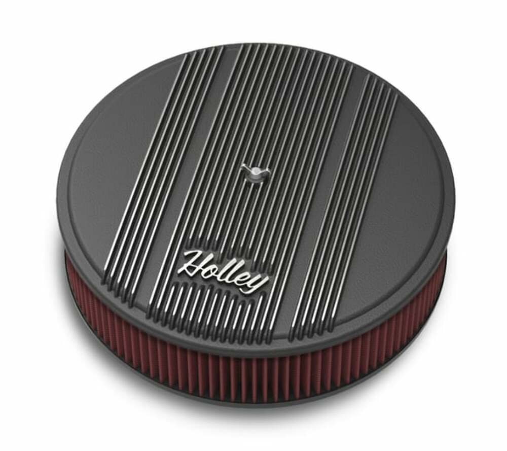 Holley 14 Round Finned Air Cleaner - 120-153 for Chevy black aluminum