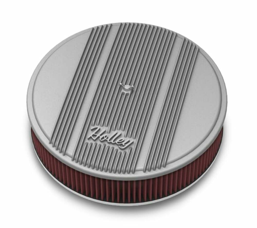 Holley 14 Round Finned Air Cleaner - 120-160 for Chevy aluminum