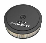 Holley 14" x 3" Air Cleaner Kit w/ Paper Filter-GM "Bowtie" & "Chevrolet" Logo 120-212 for Chevy black aluminum