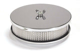 Mr. Gasket air cleaner 6 1/2 inch diameter, 2 inch tall chrome fits 5 1/8 inch diameter carburetor 6-1/2 inch diameter steel 1486
