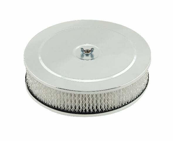 Mr. Gasket air cleaner 9 inch diameter x 2 3/4 inch tall ... carburetor chrome steel 1487