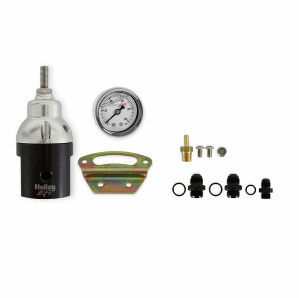 Holley fuel pressure regulator black aluminum fittings-12-895kit