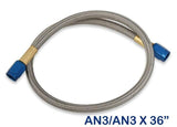 NOS stainless steel braided hose -3AN 3-foot blue 3 foot PTFE lined 15070NOS