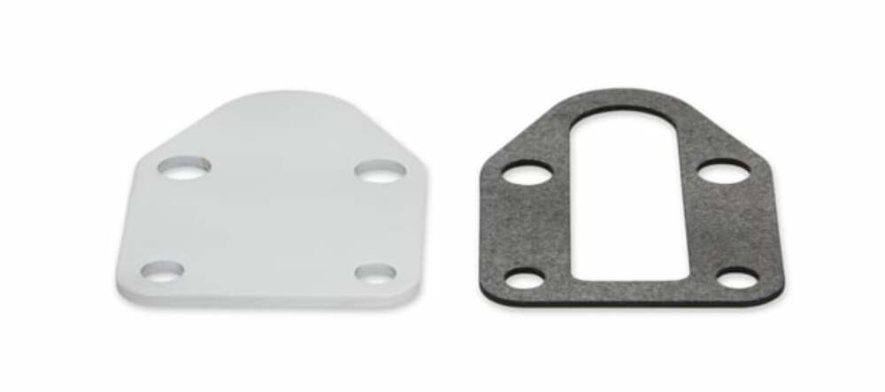 Mr. Gasket fuel pump block off plate SBC small block Chevy V8 chrome 1515