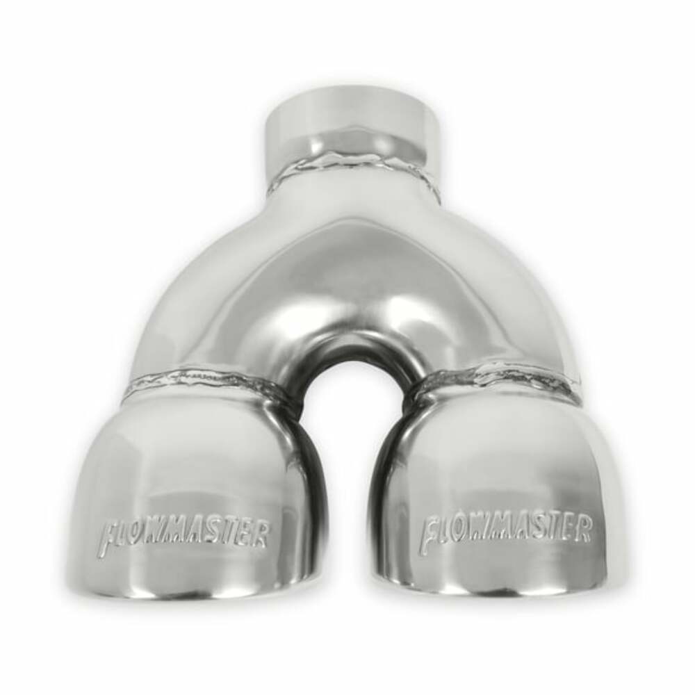 Dual 3.5 in. Rolled Angle Polished SS Fits 2.50" Fowmaster Exhaust Tip - 15369