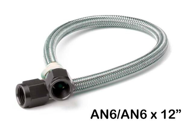 NOS stainless steel braided hose with black fittings 6AN 1foot length 15400BNOS -6AN 1 foot PTFE lined 2493