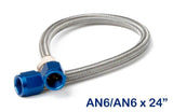 NOS stainless steel braided hose -6AN 2-foot blue 2 foot PTFE lined 15410NOS
