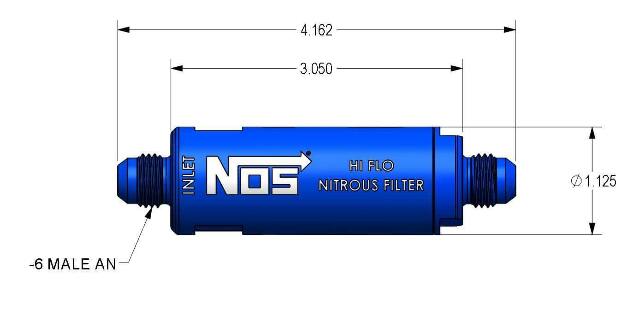 NOS in-line hi-flow nitrous filter, 6AN - blue -6AN stainless steel solenoid 15557NOS