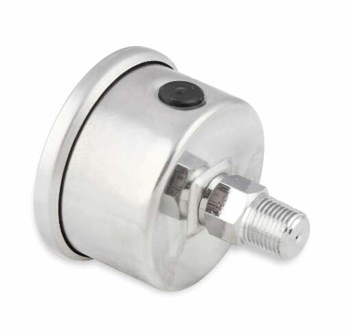 Mr. Gasket fuel pressure gauge 0 15 PSI 1/2 inch diameter liquid filled black 1563