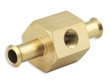 Mr. Gasket fuel block with 0 15 PSI liquid filled fuel pressure gauge 1-1/2 inch diameter black aluminum 1564