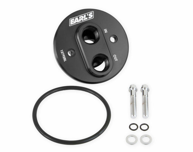 Earl's Remote Oil Filter Adapter - 1579ERL AN fitting Camaro Corvette black aluminum