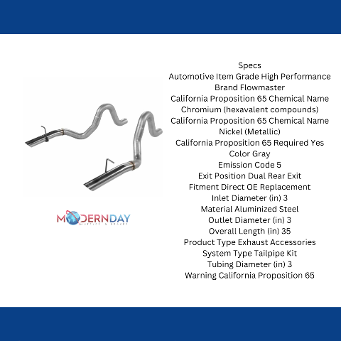 1986-1993 Ford Mustang LX Prebent Tailpipes Flowmaster 15820