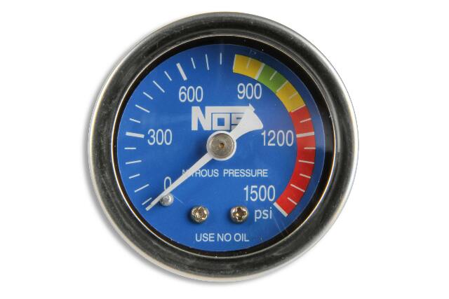 NOS nitrous gauge w/ adapter -4AN stainless steel blue black 15920NOS