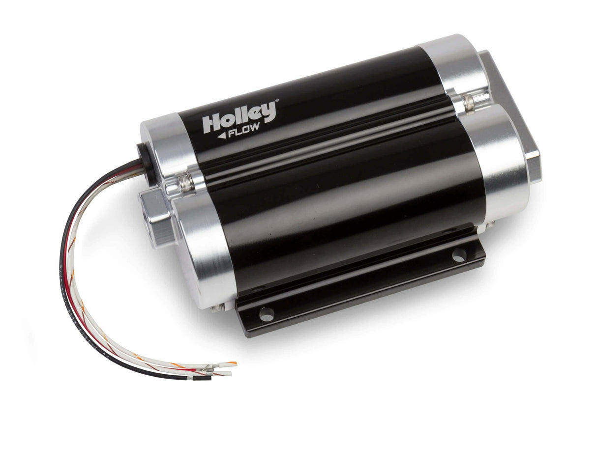 Holley 160 GPH Dominator In-Line Billet Fuel Pump (Dual Inlet) - 12-1600-2 black aluminum