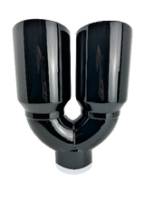 2.5" ID X3.5"X10.5" Dual Double Wall Slant Cut S/S Black Exhaust Tip 1626BK