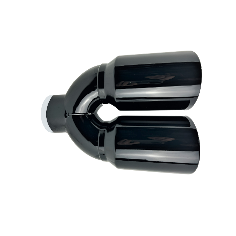 2.5" ID X3.5"X10.5" Dual Double Wall Slant Cut S/S Black Exhaust Tip 1626BK